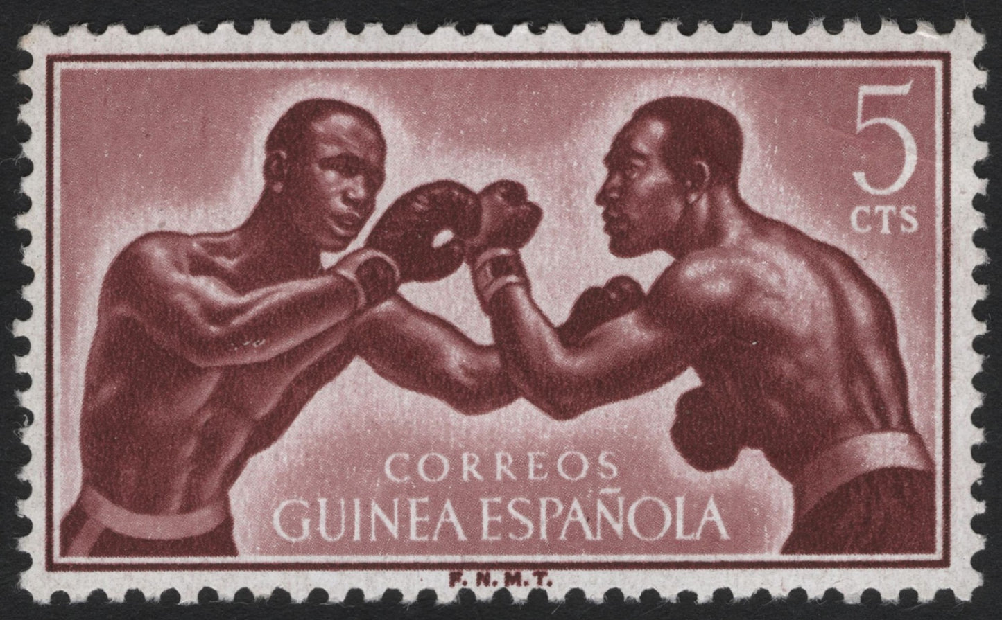SCG6765 - Spanish Guinea 1953 – Boxing Scene, 5 Céntimos