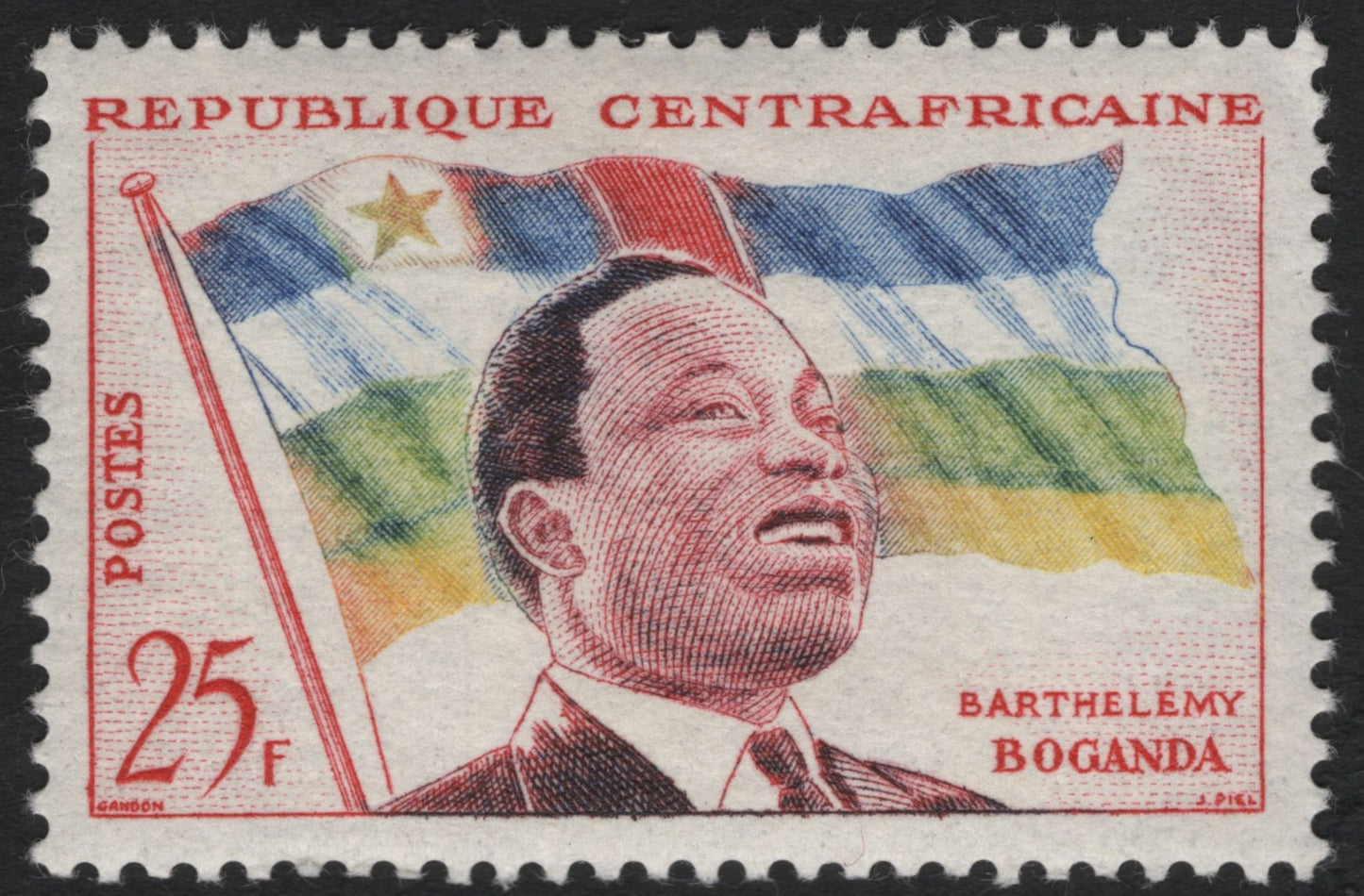 SCG9725 - Central African Republic 25F “Barthélemy Boganda & National Flag” (c.1960s)