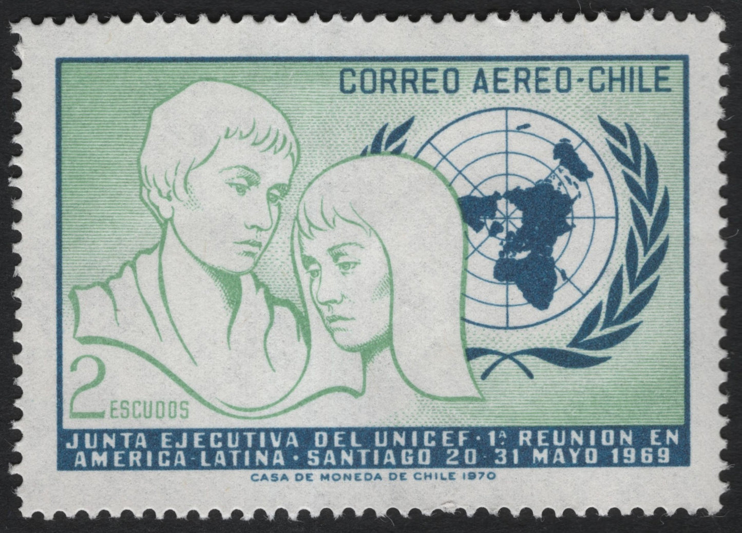 SCG9733 - Chile 1970 – UNICEF Latin America Executive Meeting Airmail (2 Escudos)