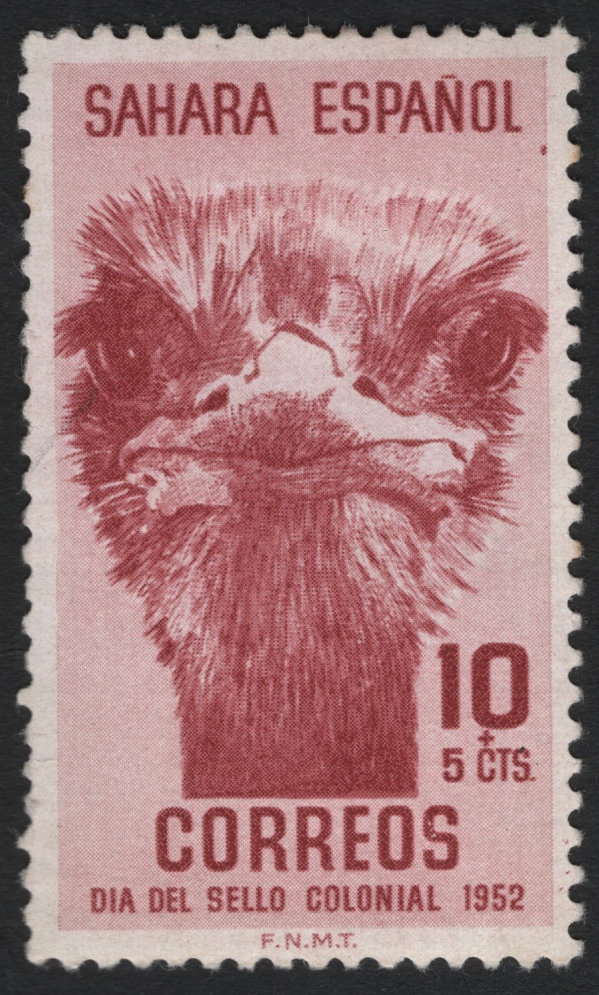 SCG6759 - Spanish Sahara – Colonial Stamp Day 1952 (Ostrich Head Design)