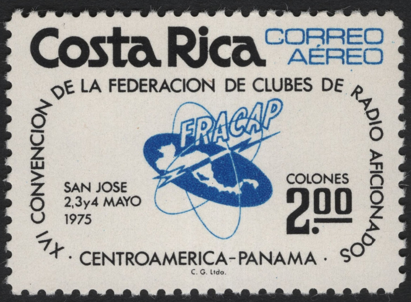 SCG6762 - Costa Rica 1975 FRACAP Convention Airmail Issue – 2 Colones