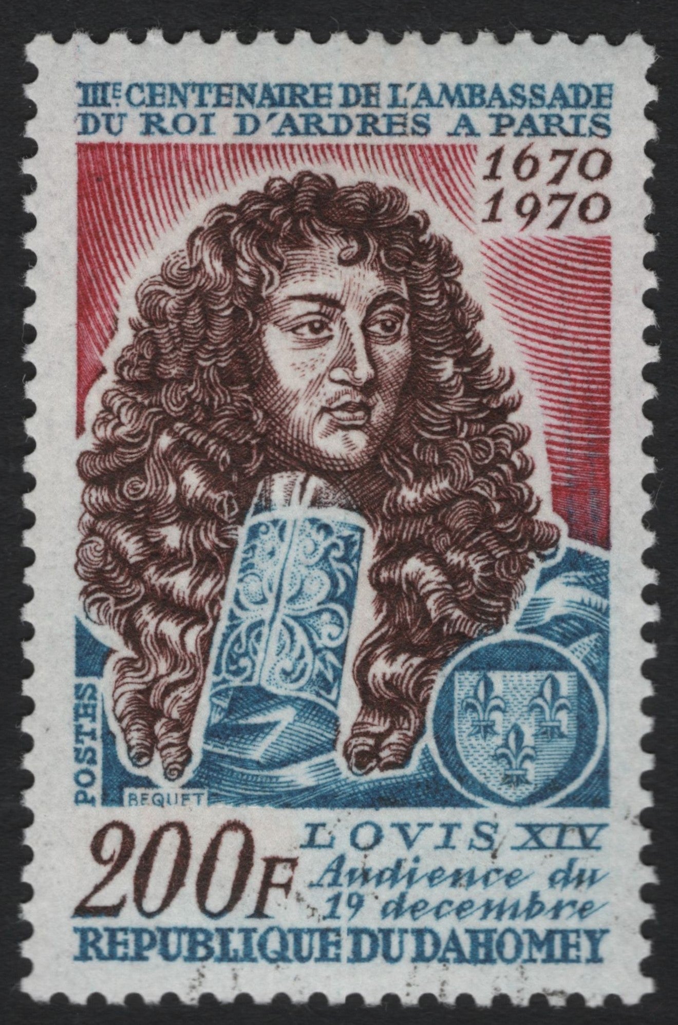 SCG9646 - Dahomey 1970 – 300th Anniversary of the Ardres Embassy to Paris, Louis XIV – 200 Francs