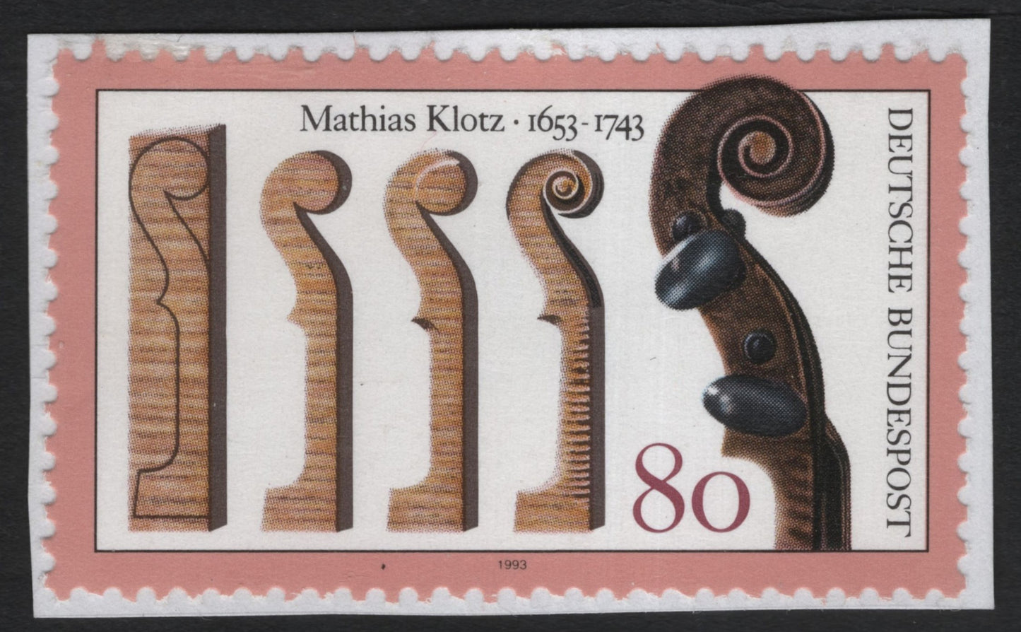 SCG9617 - Germany – 1993 “Mathias Klotz Violin Maker” 80 Pf Stamp