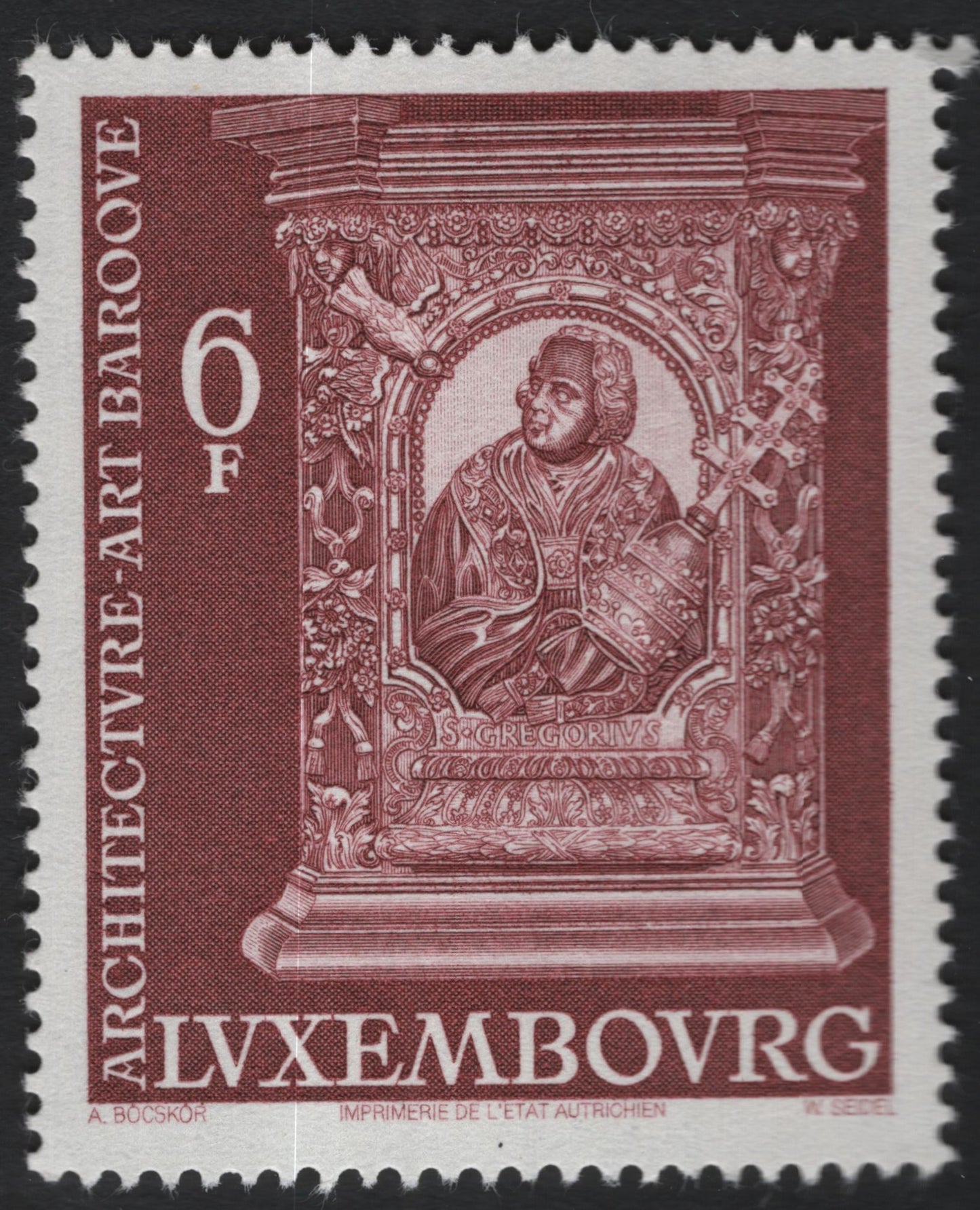 SCG9702 - Luxembourg 1964 – Baroque Art “St. Gregory” 6F Stamp