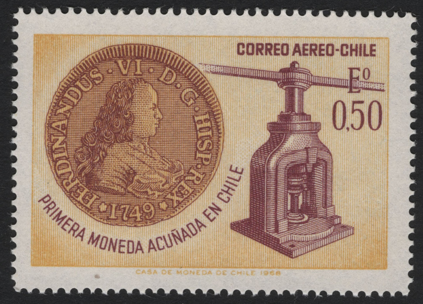 SCG6804 - Chile 1968 – “Primera Moneda Acuñada en Chile” (First Coin Minted in Chile)