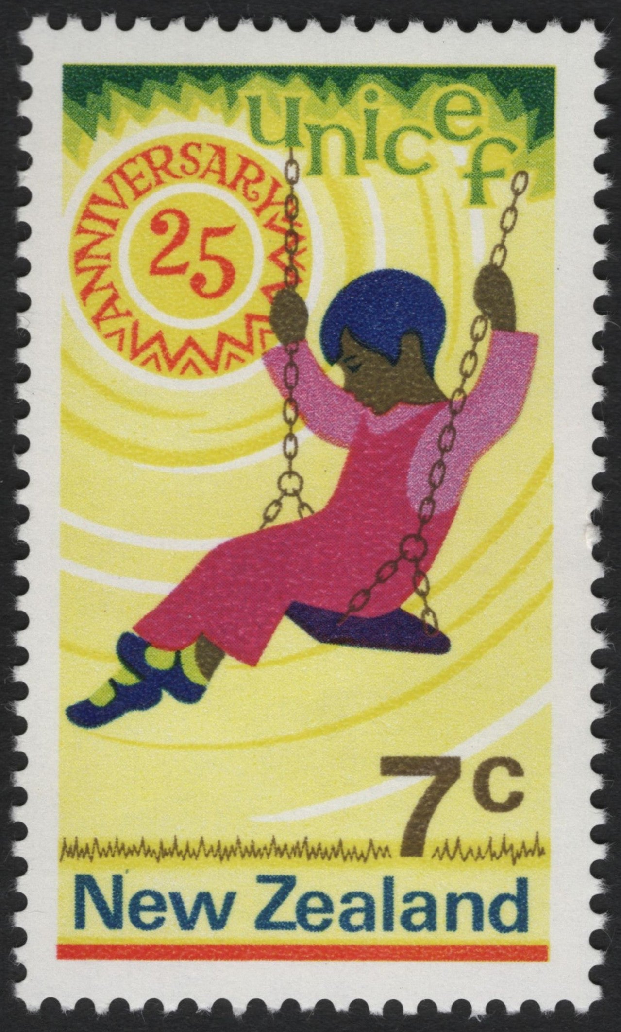 SCG9694 - New Zealand 1969 – UNICEF 25th Anniversary 7c Commemorative