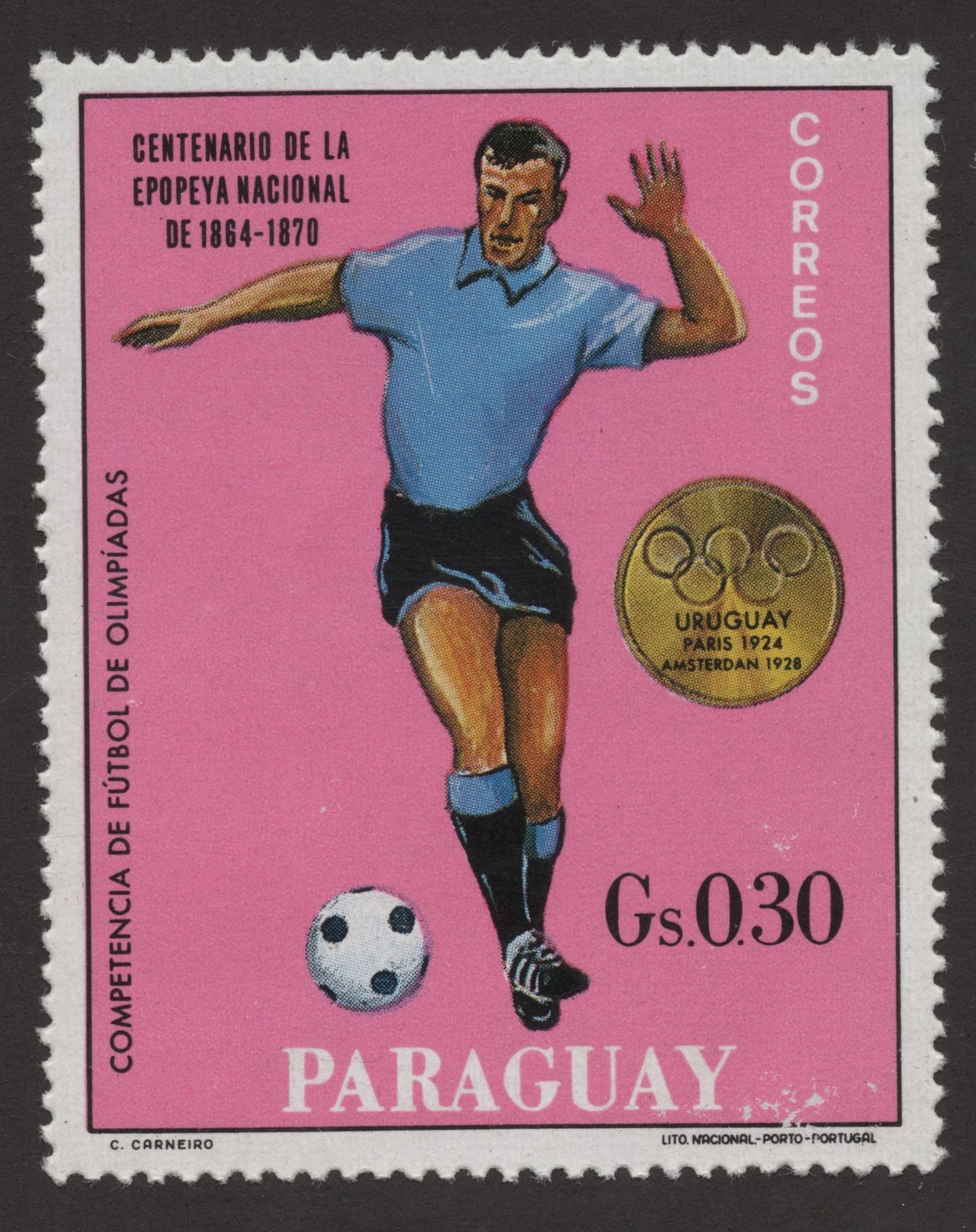 SCG170 Paraguay Olympic Football Tribute Stamps – Historic Gold Medal Winners
