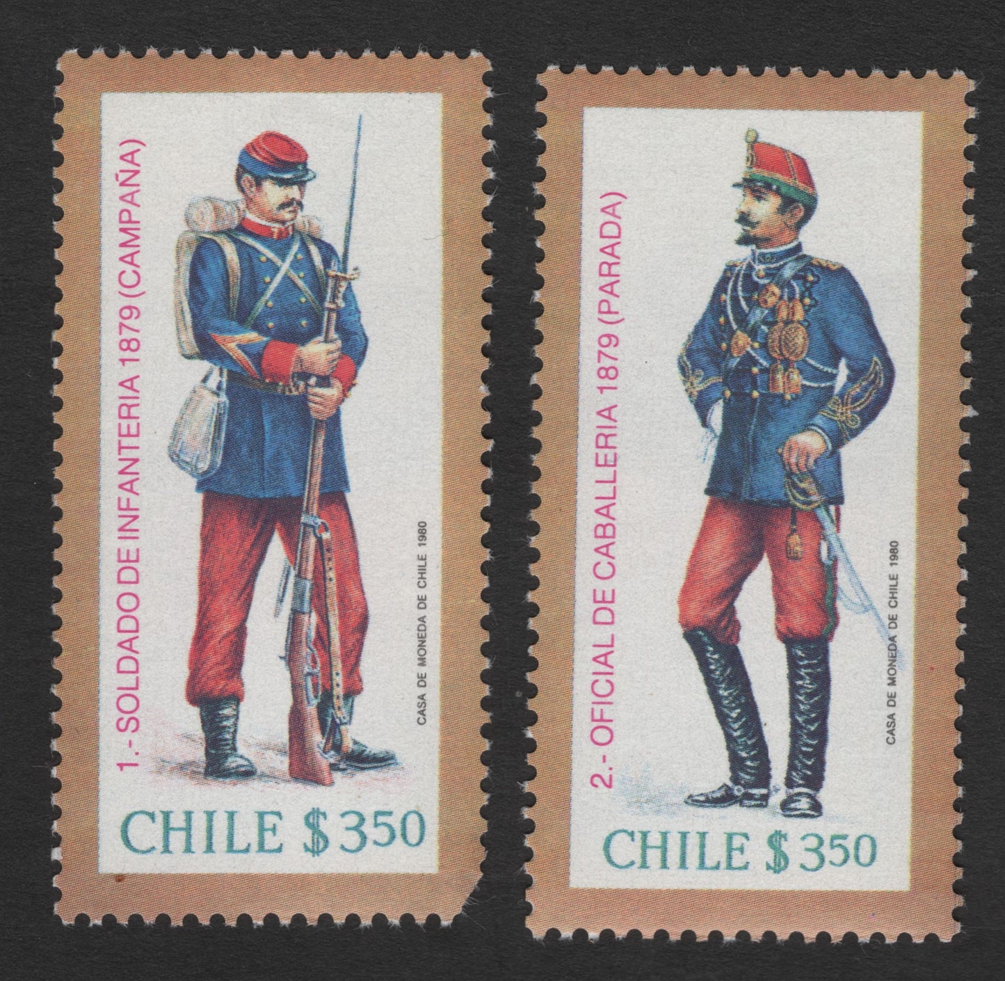 SCG11792 - Chile 1980 War of the Pacific Military Uniforms Set – Infantry Soldier & Cavalry Officer (1879)