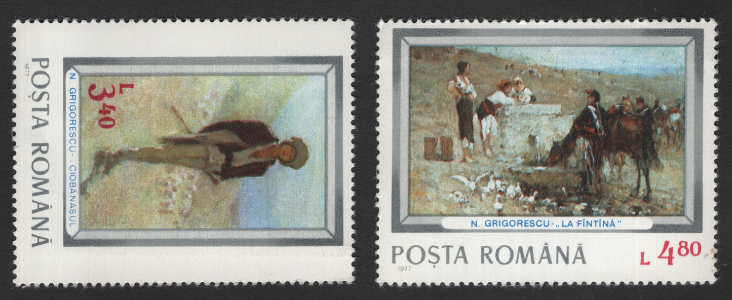 SCG11798 - Romania 1977 Nicolae Grigorescu Art Series – “Ciobănașul” & “La Fântână”