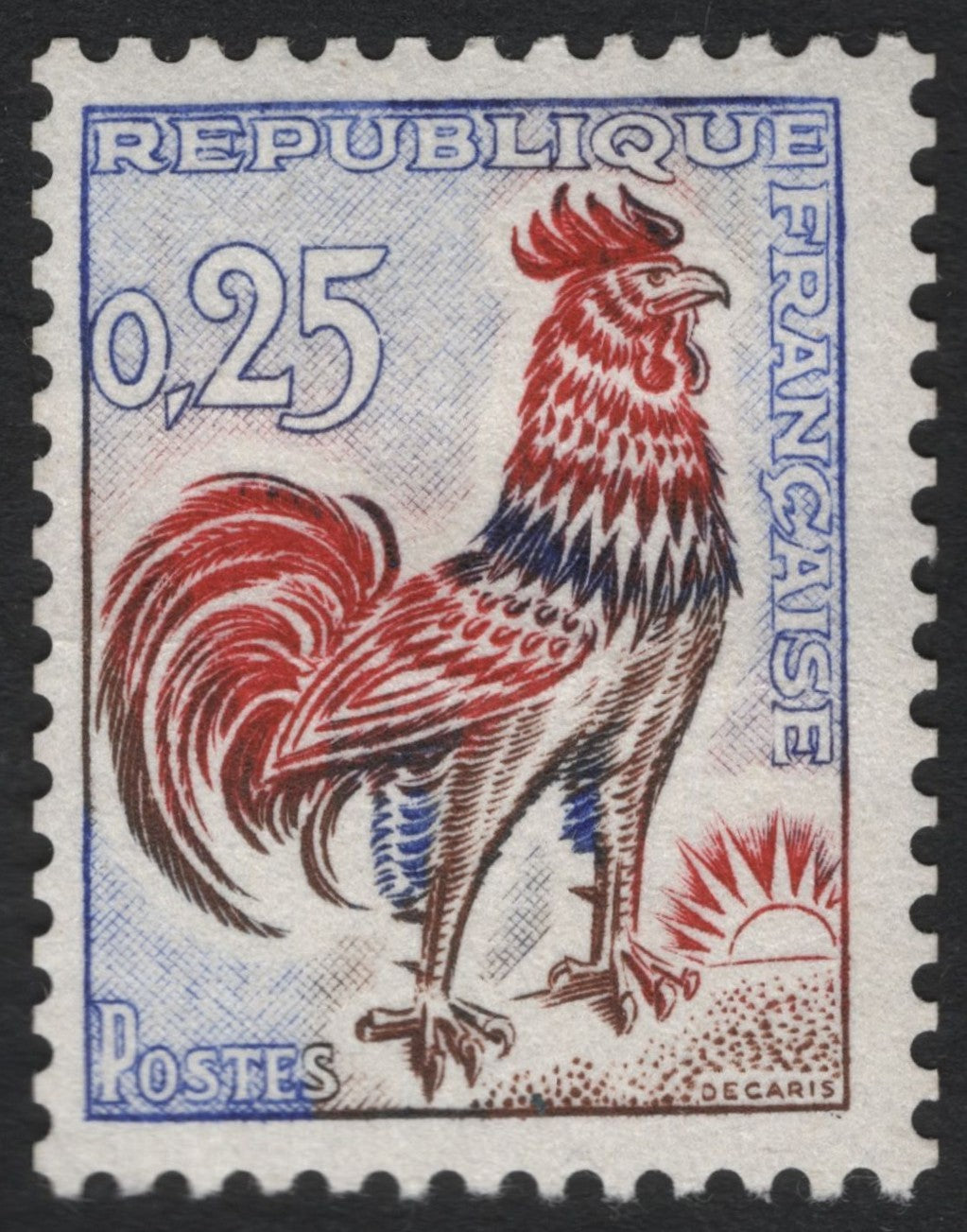 SCG9371 - France 0.25F “Coq Gaulois” Definitive – Red & Blue (Decaris)