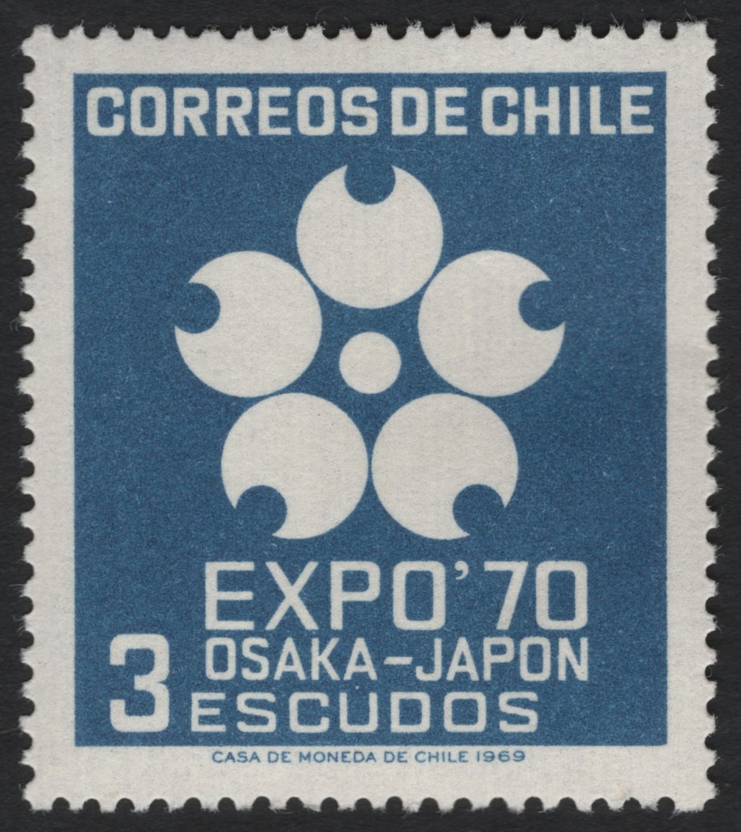 SCG6536 - Chile 1969 – Expo ’70 Osaka Japan, 3 Escudos