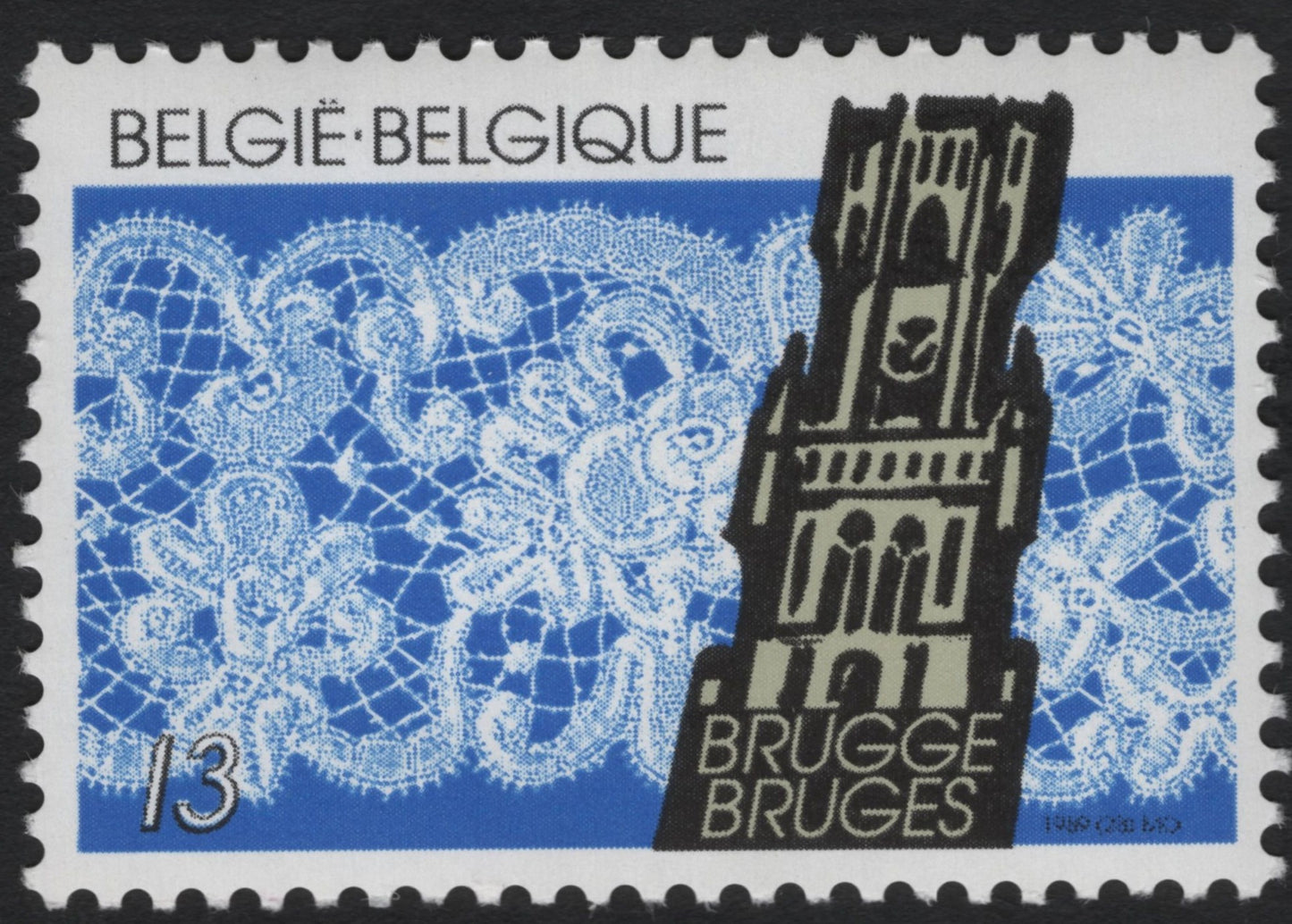 SCG8711 - Belgium 1989 – Bruges Lace & Belfry Tower (13F)