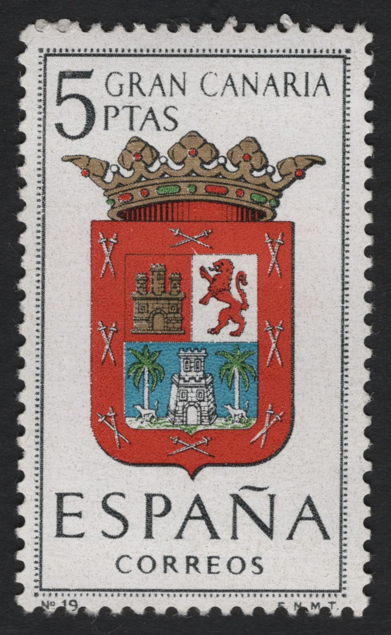 SCG9772 - Spain – Gran Canaria Provincial Arms, 5 Pesetas Definitive