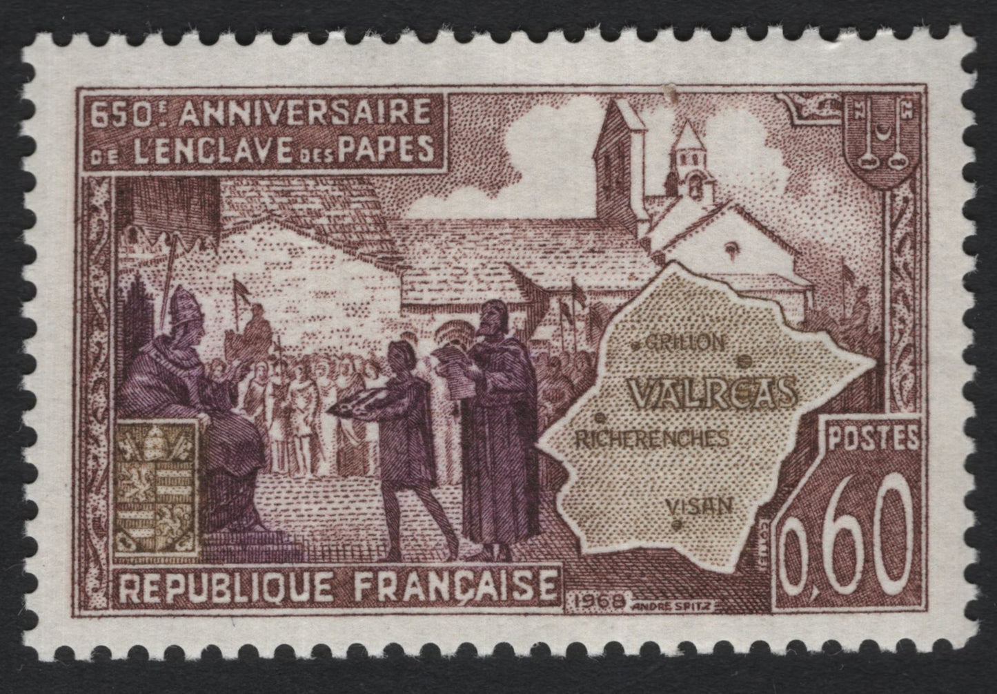 SCG8205 - France – 1968 “650th Anniversary of the Enclave des Papes” (Valréas)
