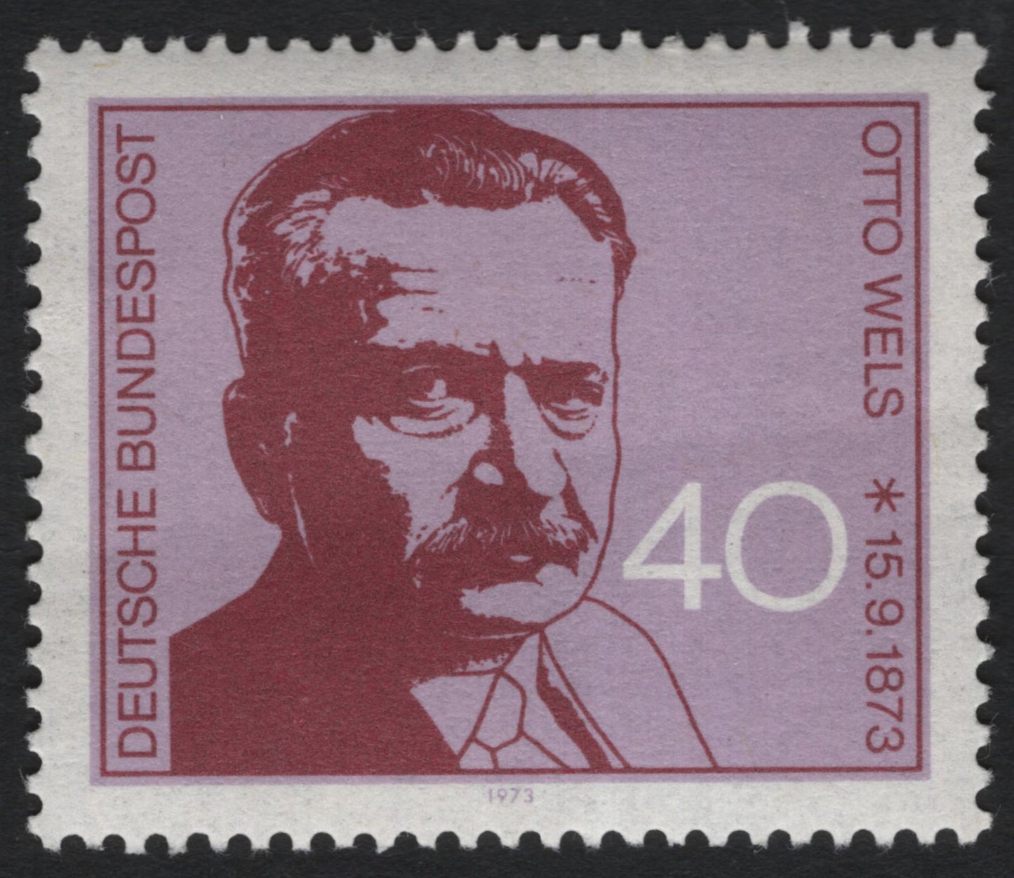 SCG10074 - Germany 1973 – Otto Wels 40 Pf Commemorative Stamp