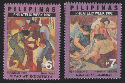 SCG7276 - Philippines 1992 Philatelic Week – “Pounding Rice” & “Fish Vendors”