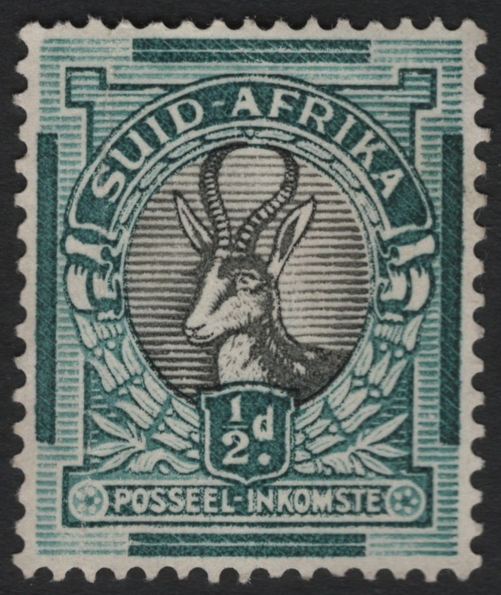 SCG9381 - South Africa ½d Springbok Revenue Stamp – “Posseel-Inkomste” (c.1926–1954)