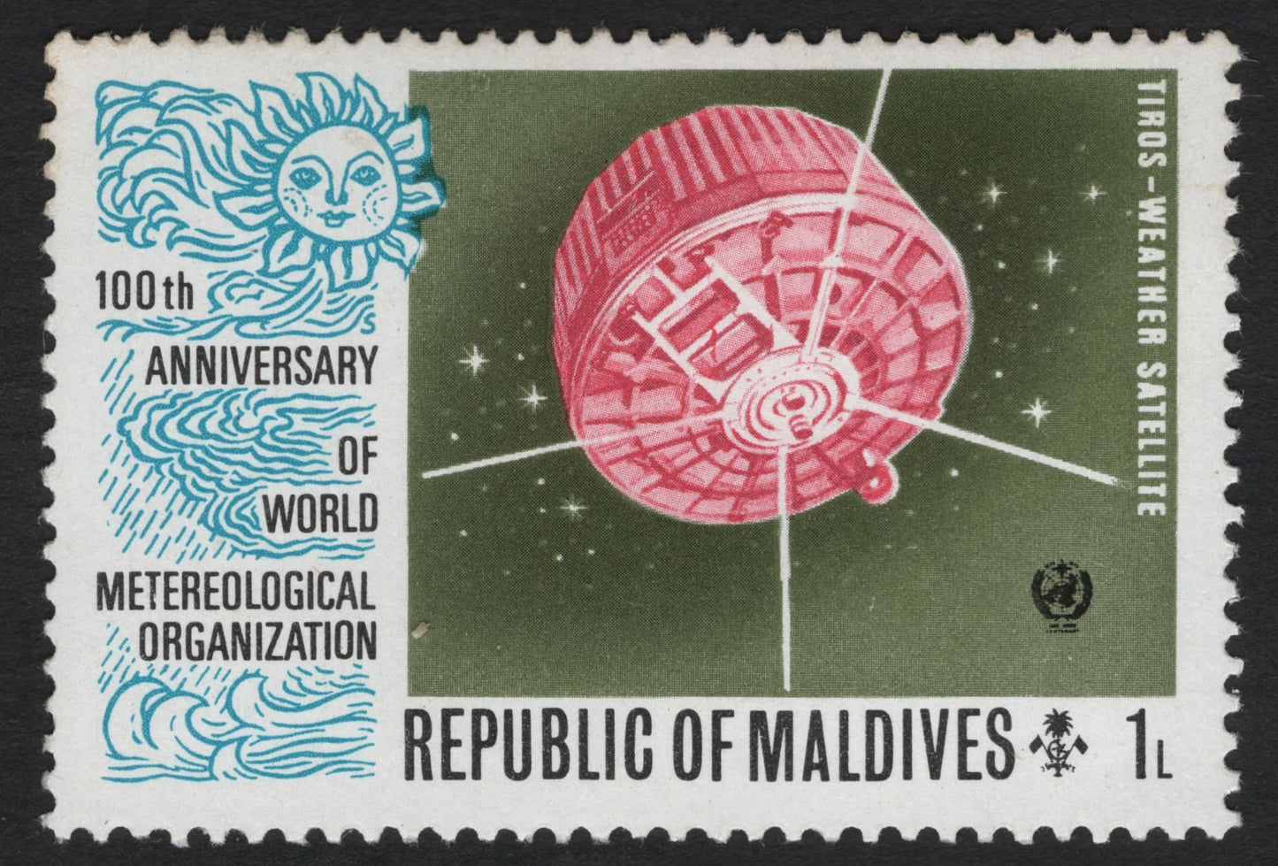 SCG10077 - Maldives 1963 – TIROS Weather Satellite / 100th Anniversary of WMO – 1L