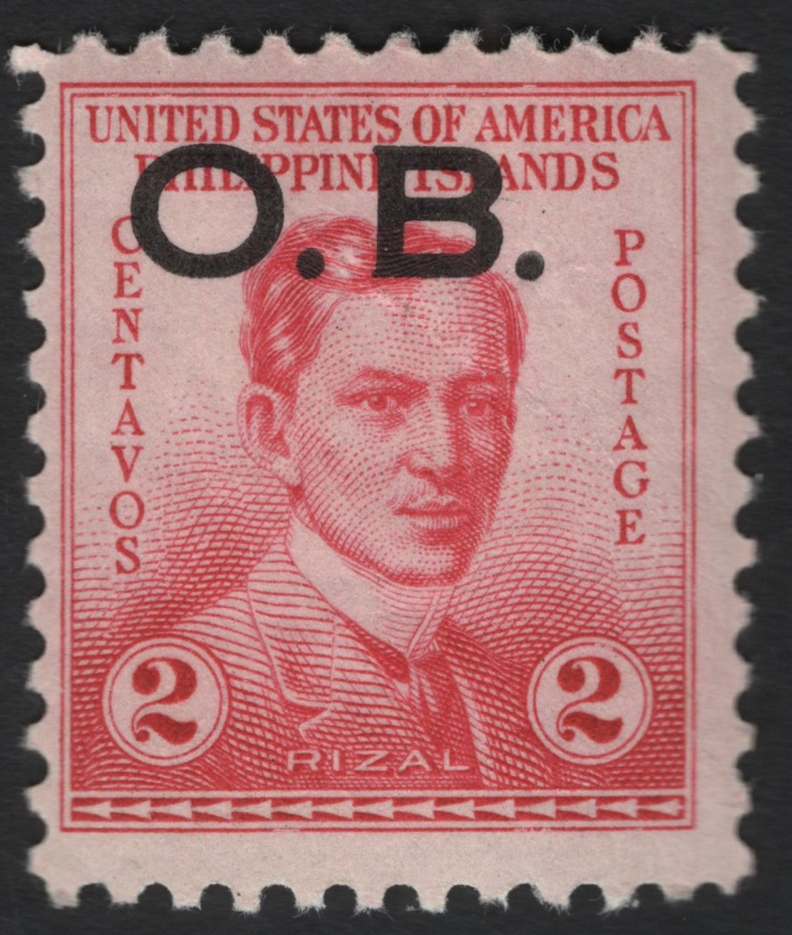SCG9383 - Philippines (U.S. Administration) – 2c Rizal “O.B.” Official Stamp Overprint