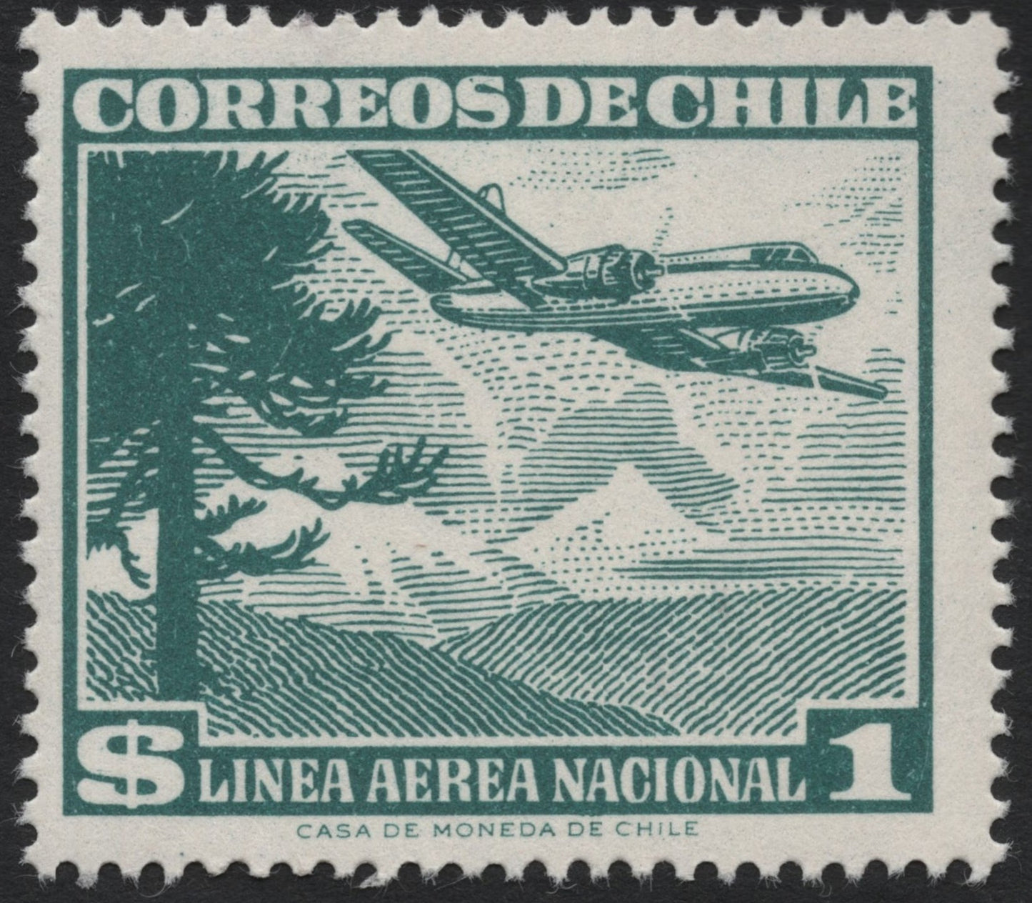 SCG10078 - Chile 1 Peso “Línea Aérea Nacional” Airmail – Mountain Flight Design