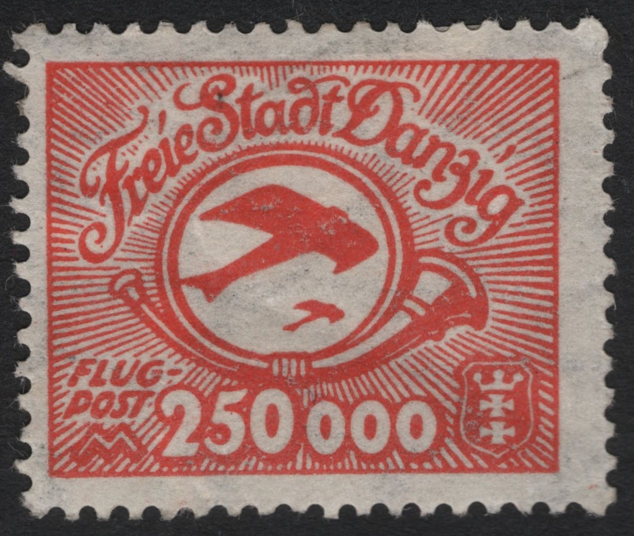 SCG9362 - Danzig 1923 Airmail – 250,000 Marks Red