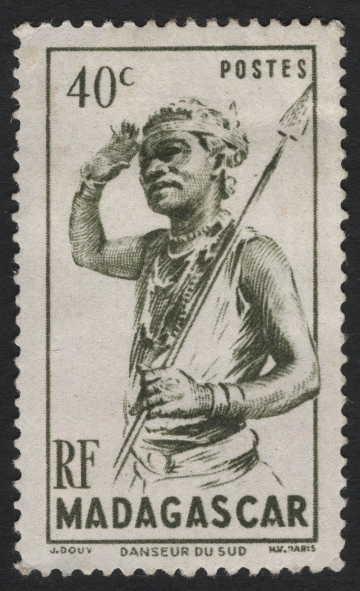 SCG8219 - Madagascar 40c “Danseur du Sud” (Southern Dancer) – Colonial Issue