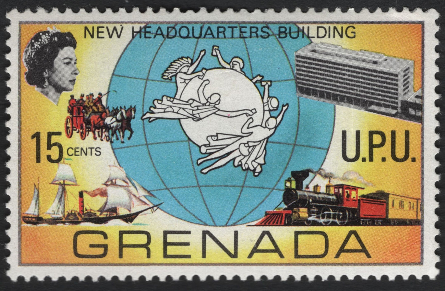 SCG8705 - Grenada 1960s – UPU New Headquarters Building (15¢)