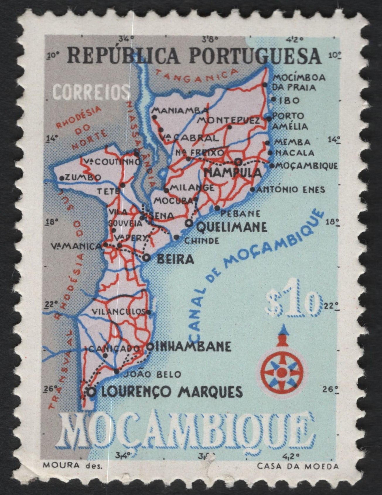SCG10064 - 🇲🇿 Mozambique Map Definitive – Portuguese Administration (c.1960s)
