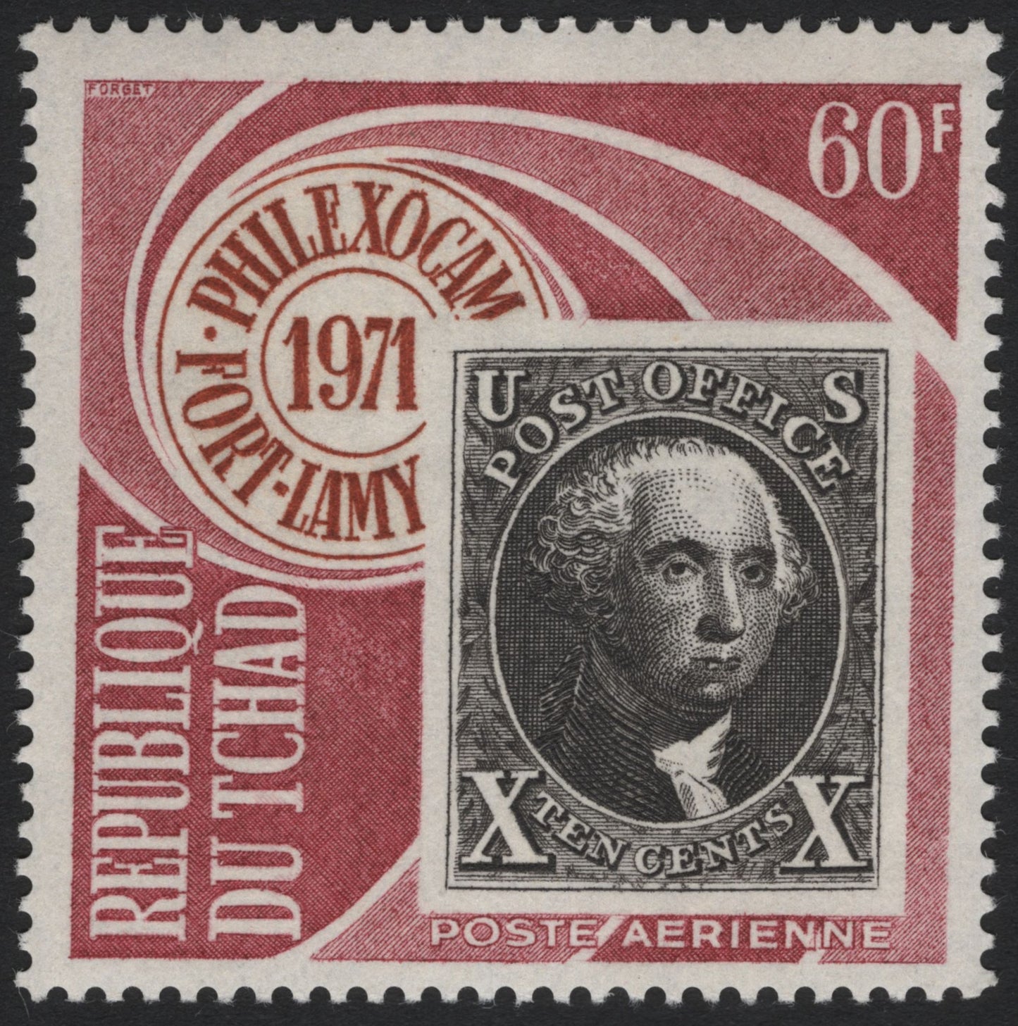 SCG8233 - Chad 1971 – PHILEXOCAM Exhibition (George Washington Stamp Tribute)