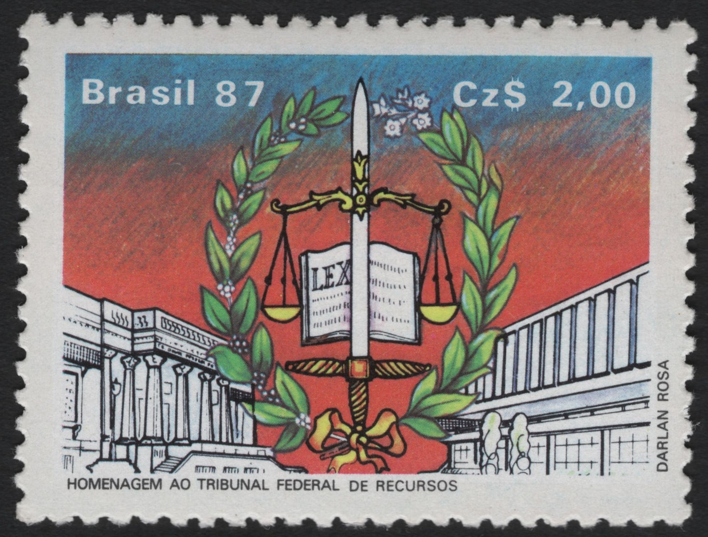 SCG9801 - Brazil 1987 – Tribute to the Federal Court of Appeals (Cz$ 2.00)