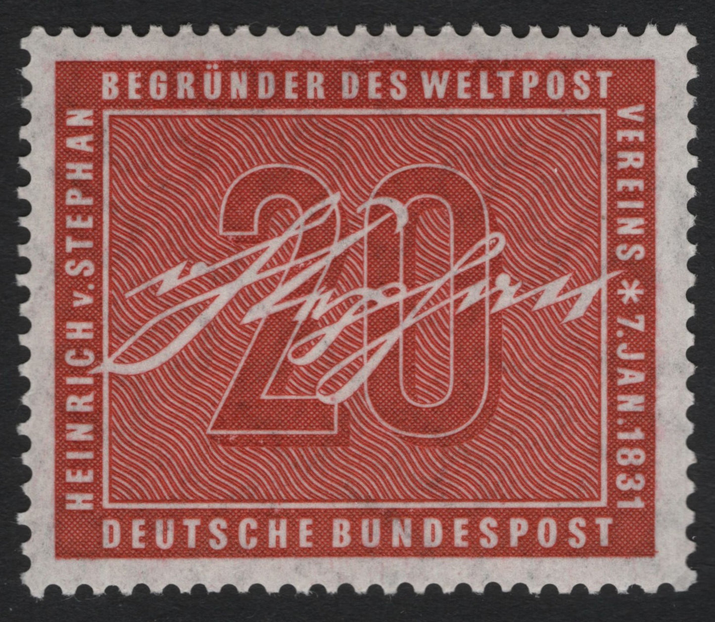 SCG9791 - Germany 1951 – Heinrich von Stephan 20 Pf Red (Founder of the UPU)