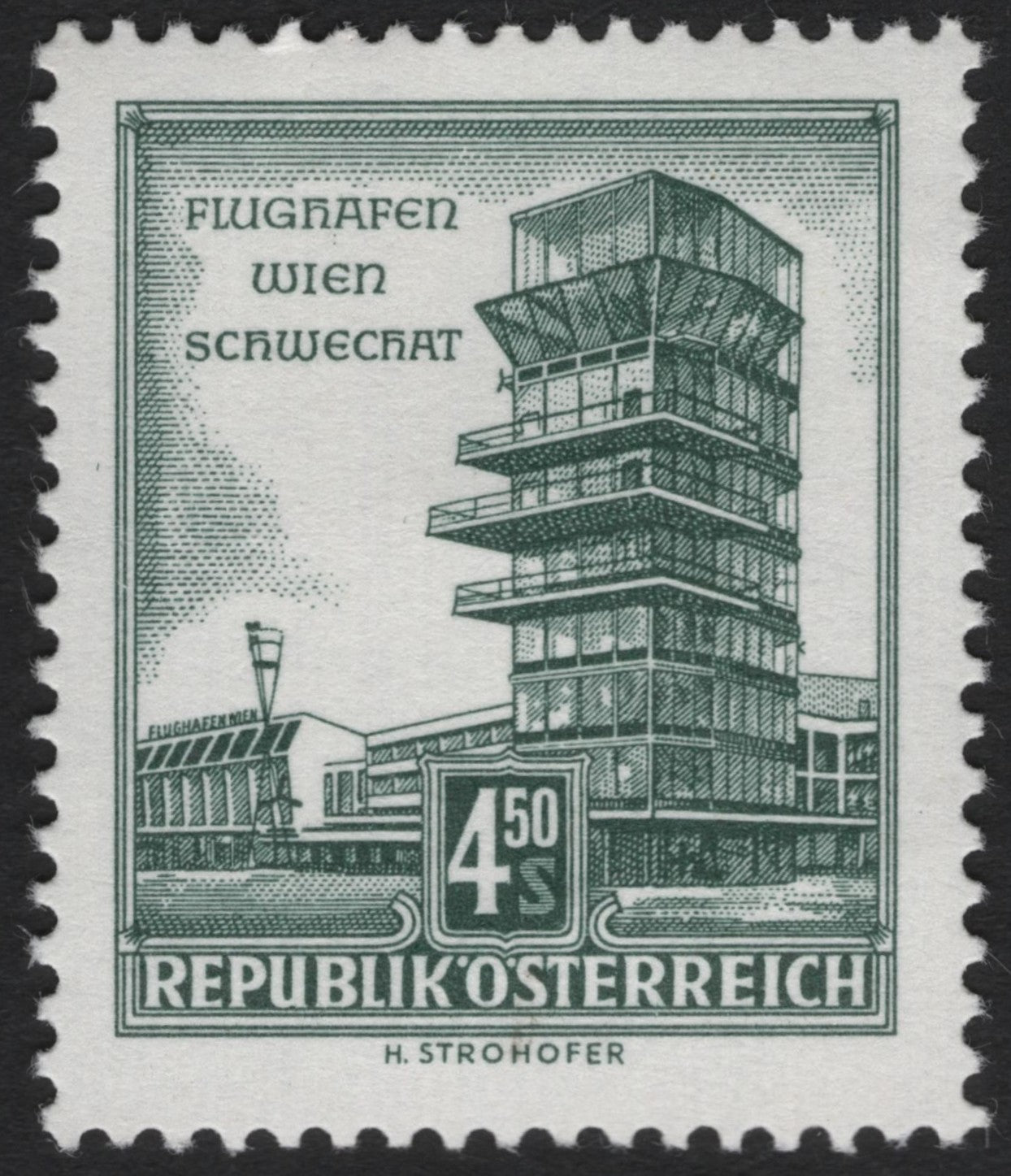 SCG6576 - Austria 1956 – Vienna Schwechat Airport Stamp