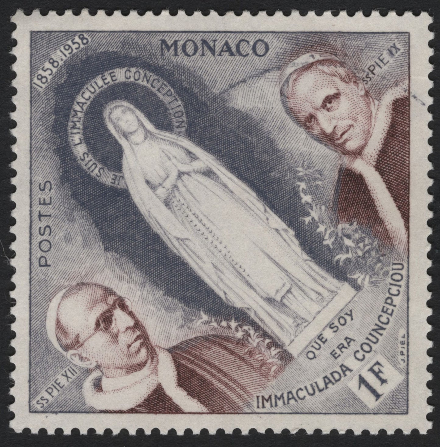 SCG8230 - Monaco – 1958 “Centenary of the Apparitions of Lourdes” (1 Franc)