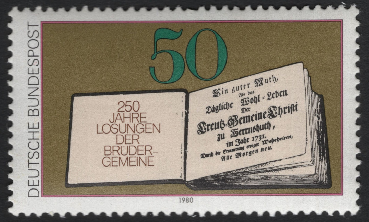 SCG10103 - West Germany 1980 – 250 Years of the Moravian Church Daily Texts – 50 Pf Commemorative