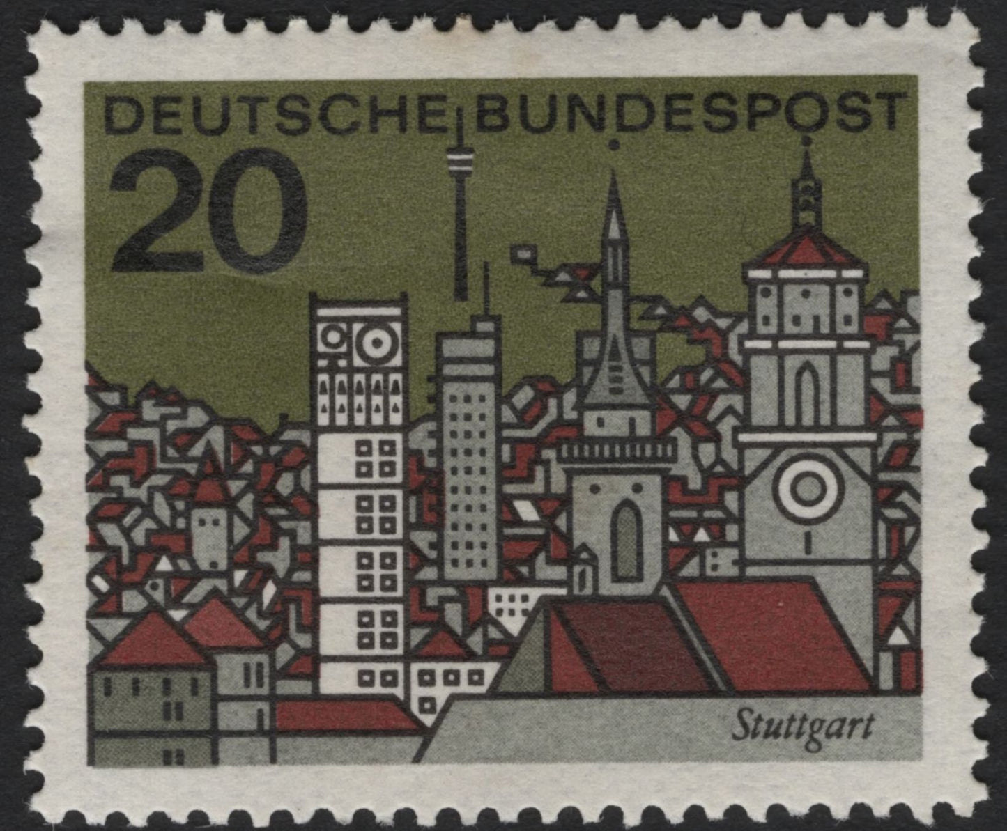 SCG7385 - 🇩🇪 Germany – 20 Pf “German Architecture Series” (Stuttgart & Bremen)