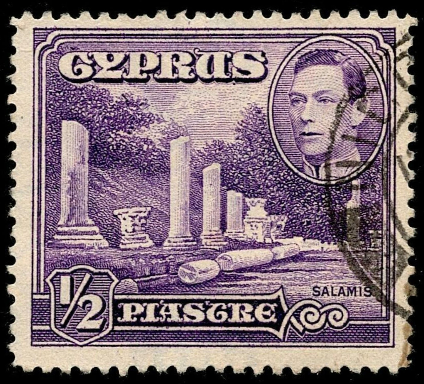 SCG678 - Cyprus Colonial Stamp with King George VI and Salamis Columns