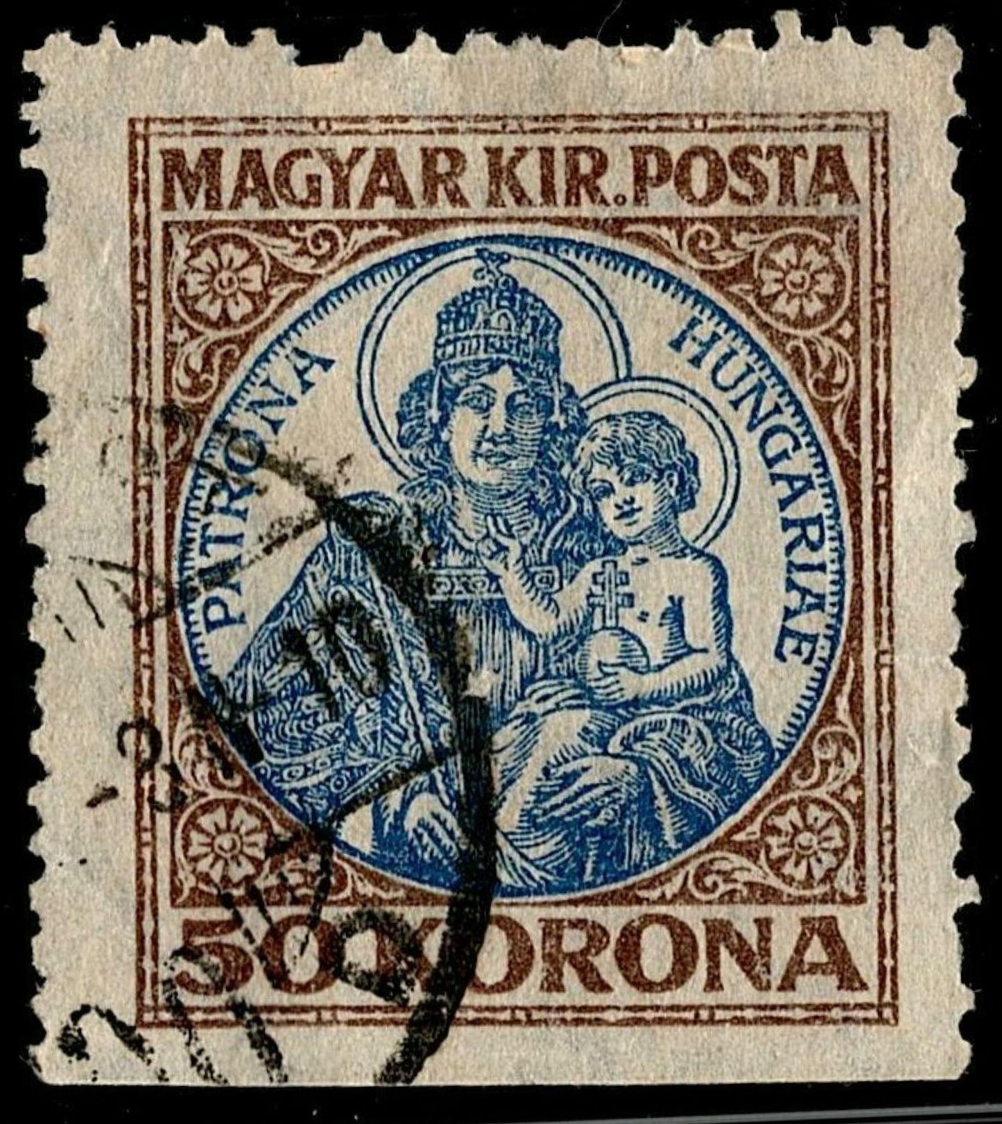 SCG679 - Hungary Religious Issue: 500 Korona Madonna Stamp (Used)