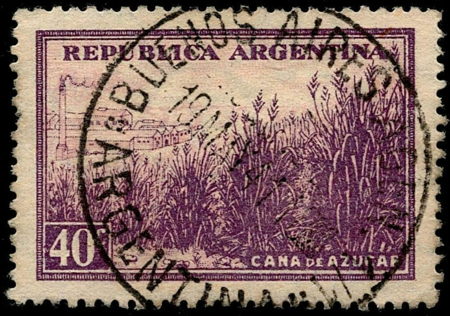 SCG668 - Argentina 40c Sugar Cane Industry Stamp (Used) – Purple