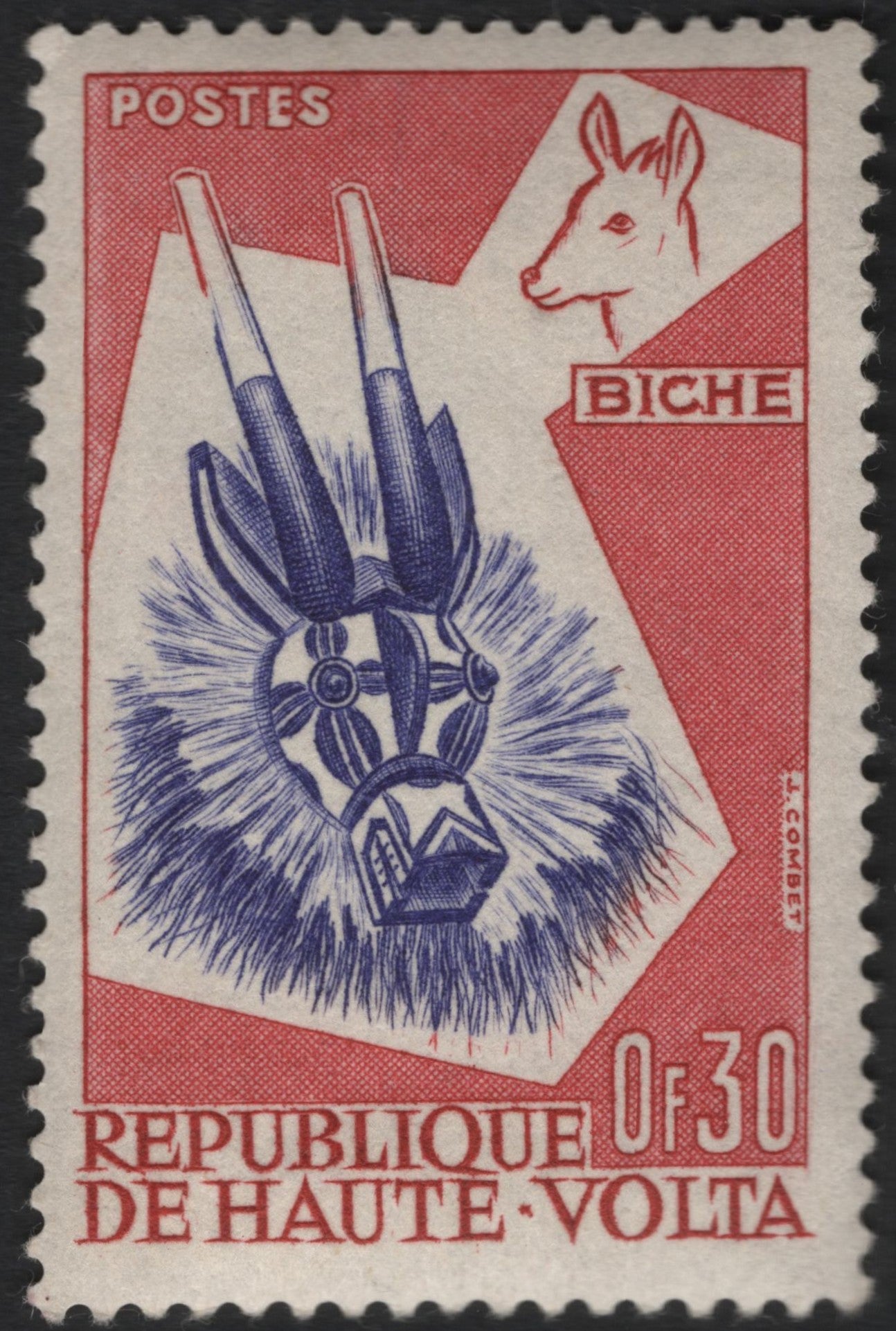 SCG9589 - Haute-Volta 0f30 “Biche” Antelope Mask Issue – Traditional Mossi Mask Design (c.1960s)
