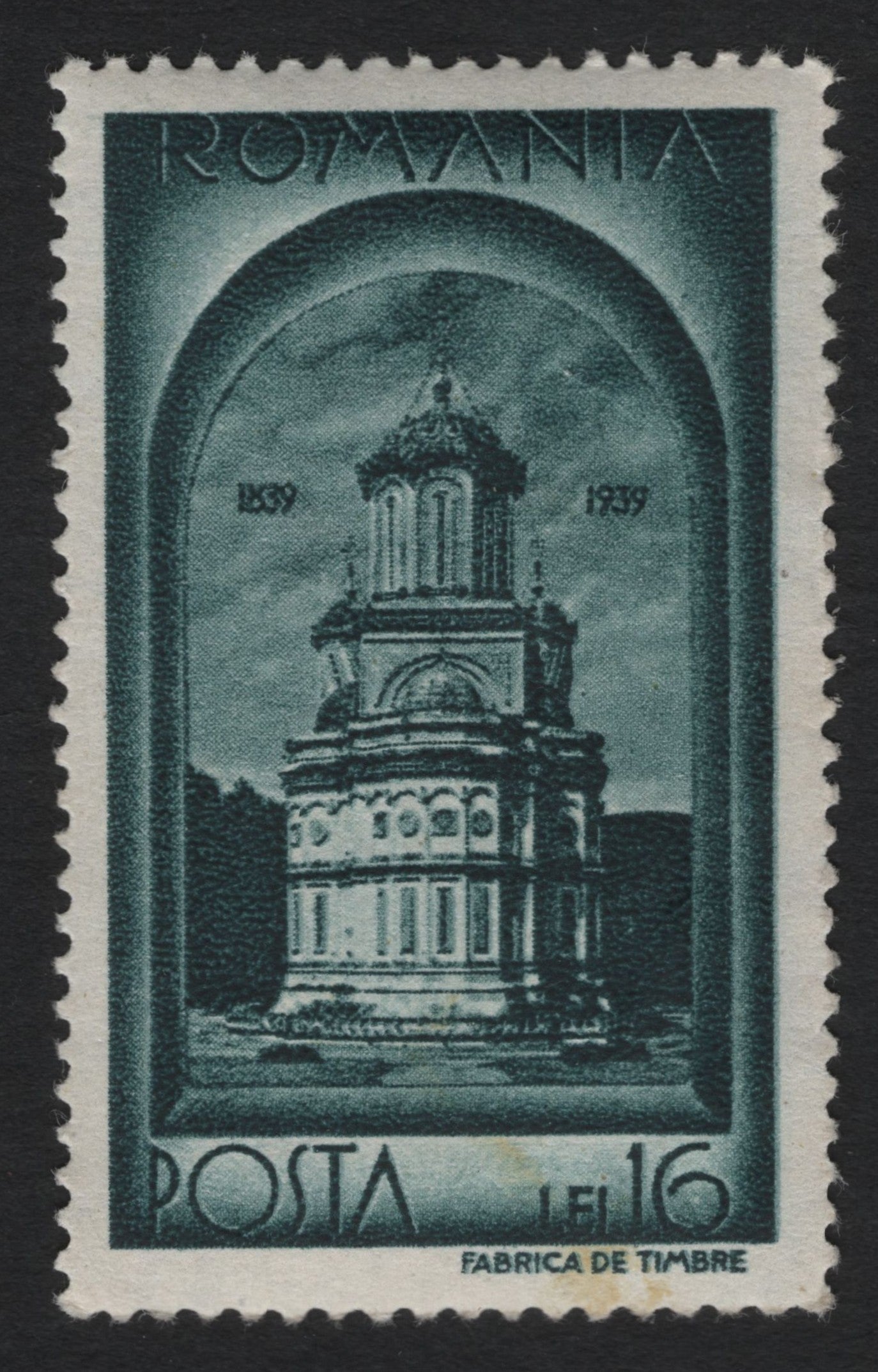 SCG10121 - 🇷🇴 Romania 1939 – Curtea de Argeș Monastery 16 Lei