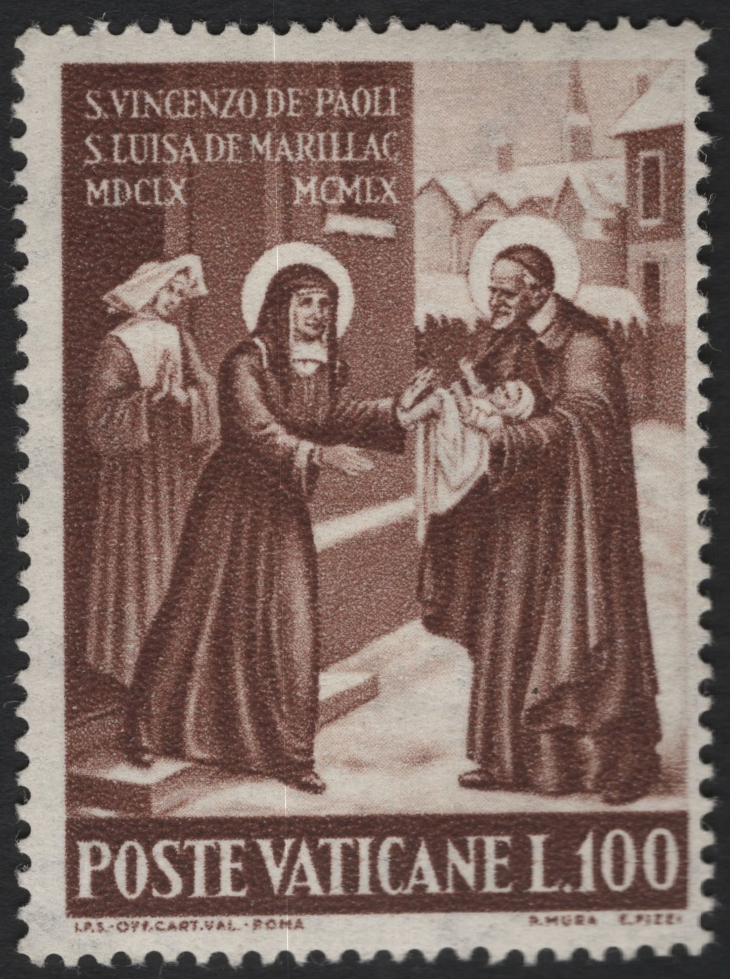 SCG9749 - Vatican City 1960 – Saints Vincent de Paul & Louise de Marillac, 100 Lire