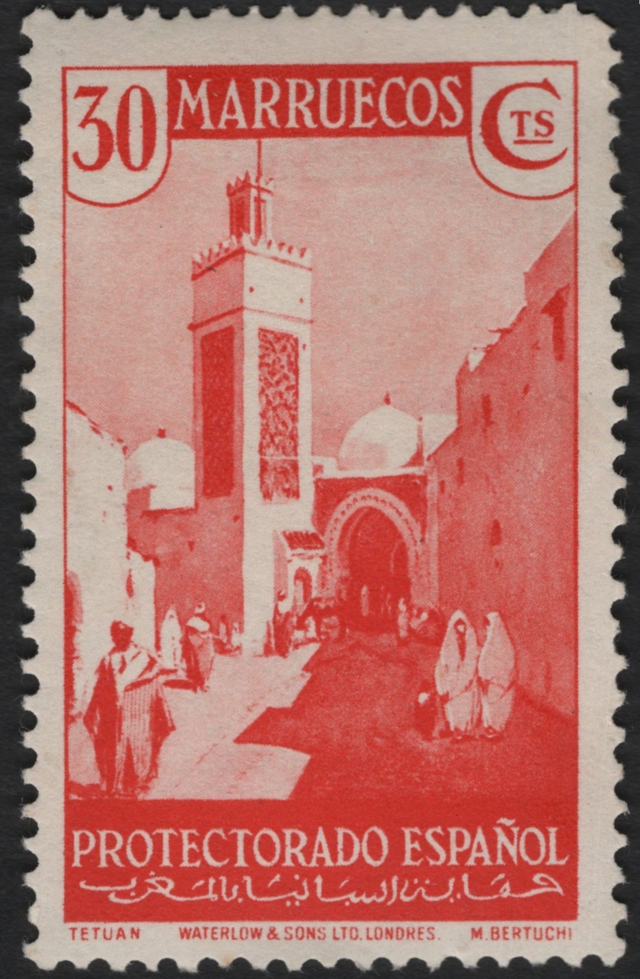 SCG10125 - Spanish Morocco – 30 Céntimos “Tetuan Street & Mosque” (Protectorado Español)