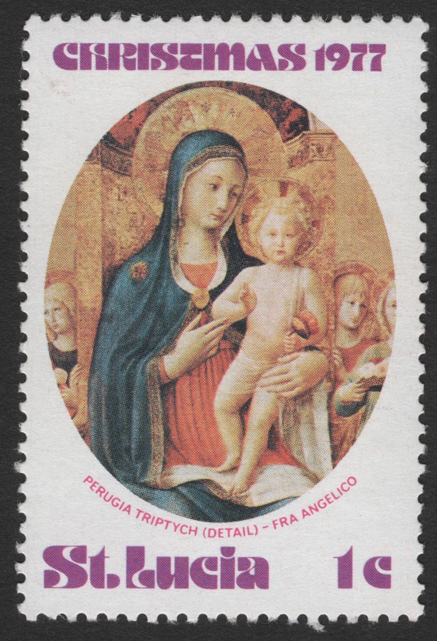 SCG11787 - St. Lucia 1977 Christmas – Renaissance Nativity Art Stamp Pair