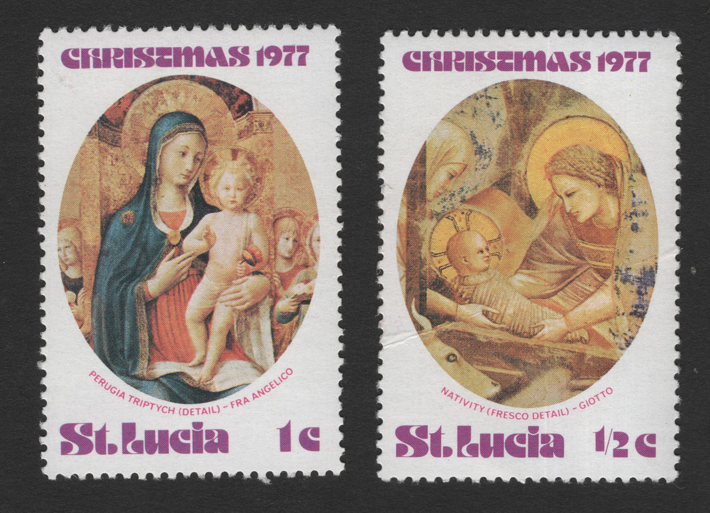 SCG11787 - St. Lucia 1977 Christmas – Renaissance Nativity Art Stamp Pair