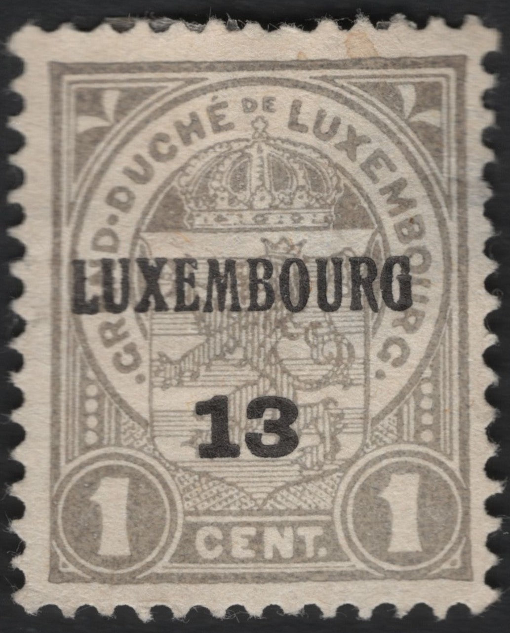 SCG9602 - Luxembourg 1c Surcharge “LUXEMBOURG / 13” Provisional Issue