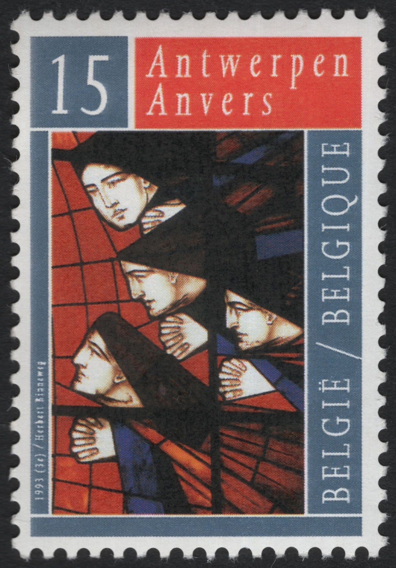 SCG8678 - Belgium 1993 “Antwerp” Stained Glass Window StampBelgium 1993 “Antwerp” Stained Glass Window Stamp