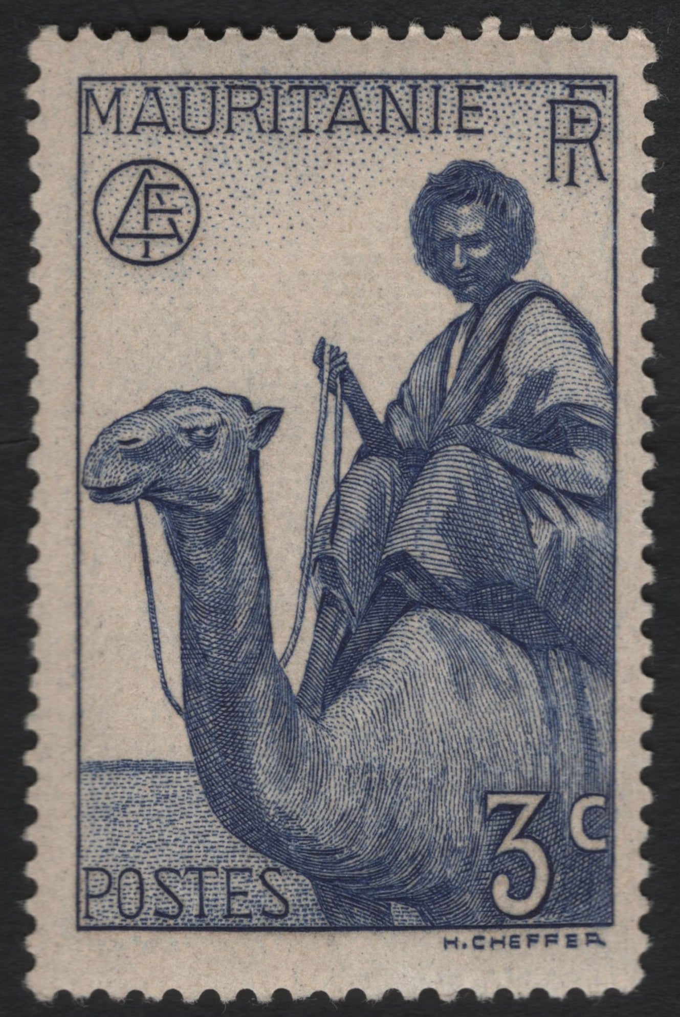 SCG9743 - Mauritania – 3c Camel Rider Definitive (c.1930s–40s), by H. Cheffer