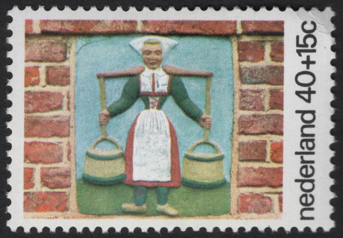 SCG9311 - Netherlands – 40+15c Semi-Postal “Folk Art Milkmaid Relief” (1970s)