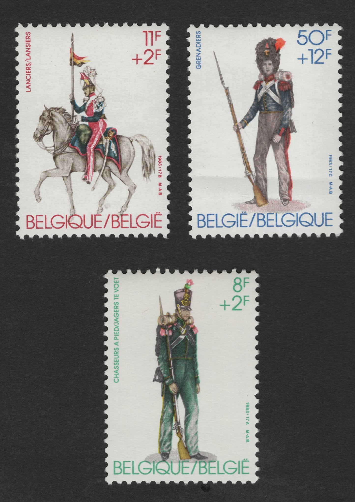 SCG11805 - Belgium 1983 Historical Military Uniforms Charity Set