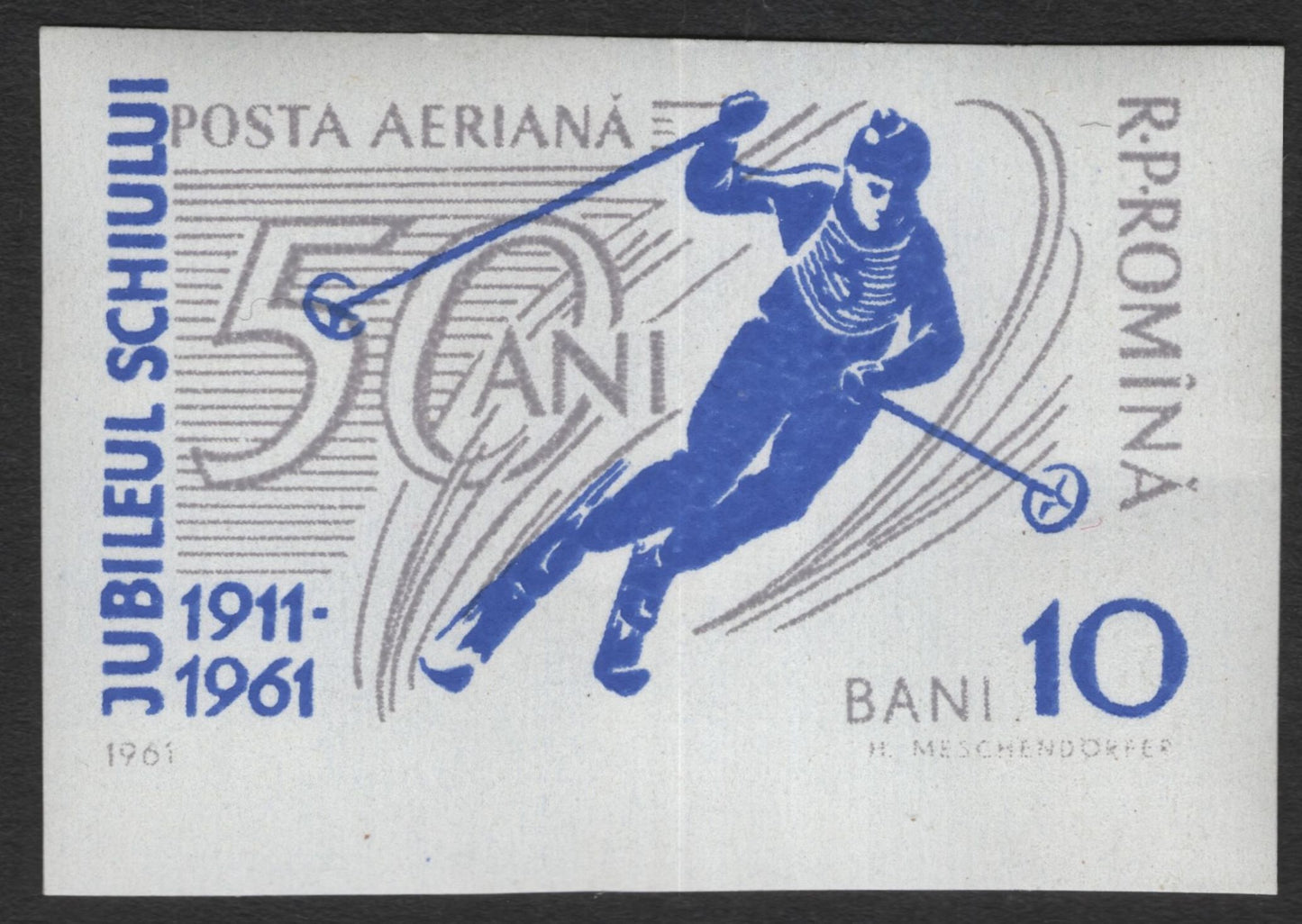 SCG11803 - Romania 1961 Winter Ski Sports Airmail Imperforate Set (3 Stamps)